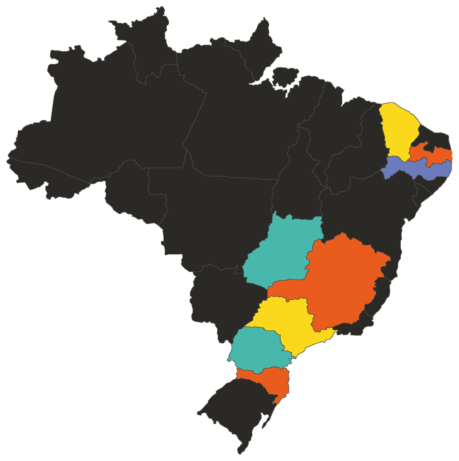 Mapa do Brasil destacando os 8 estados de atuação da Park.me