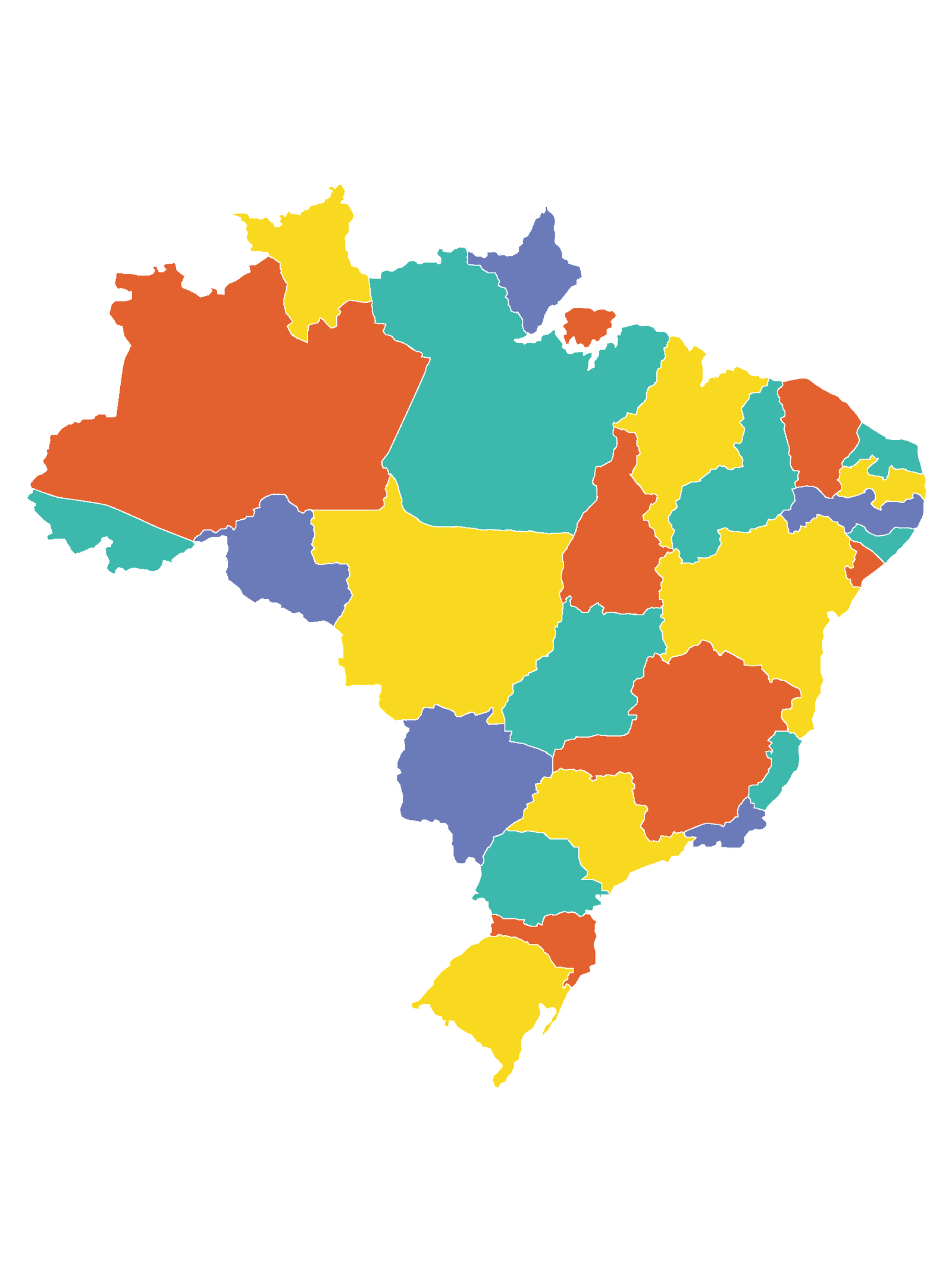 Mapa do Brasil com os estados onde a Park.me atua destacados nas cores da marca
